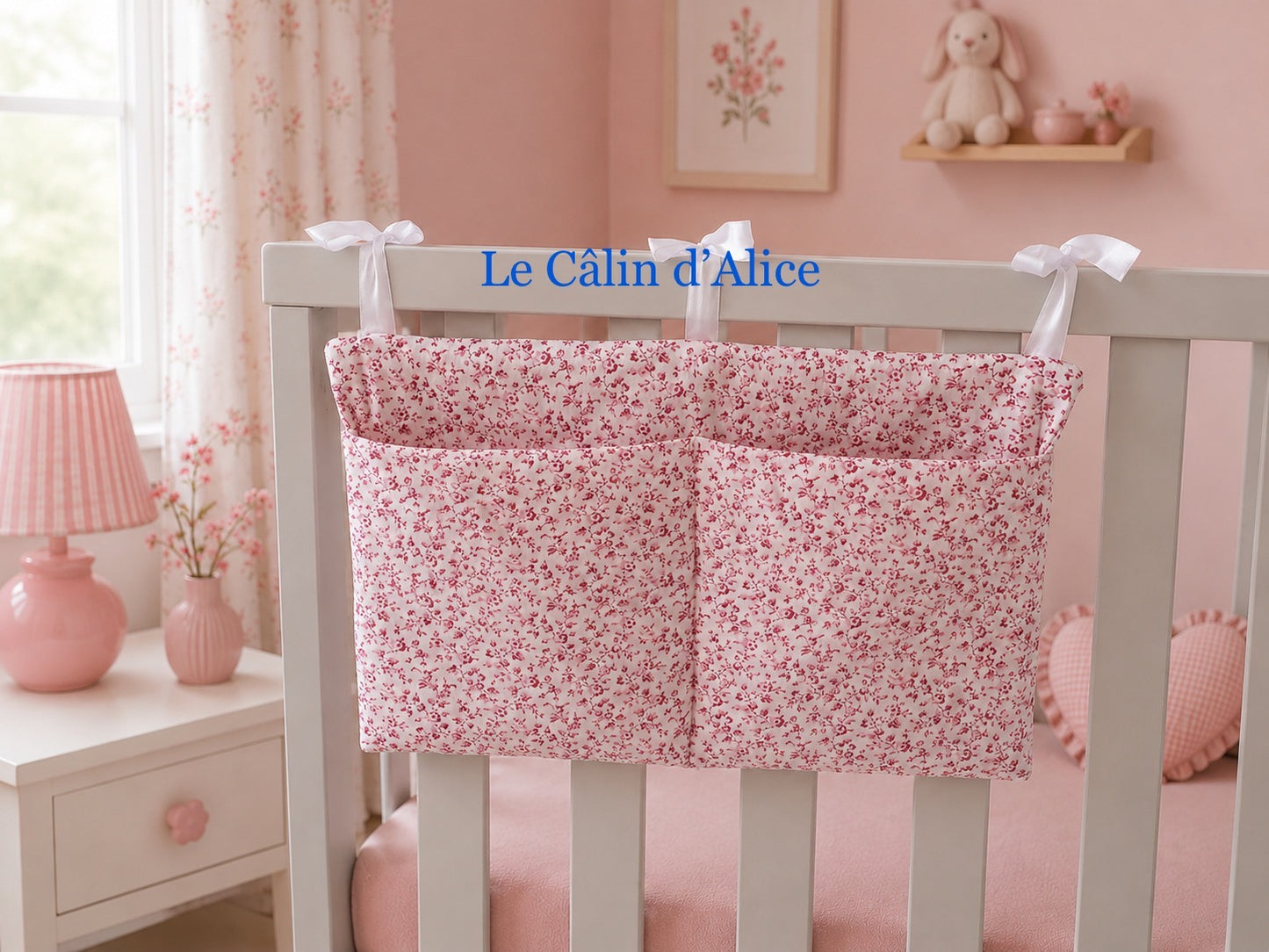 Range Doudou Bébé ultra doux motif petite fleurs – Organisateur de Lit Fait Main | Cadeau Naissance