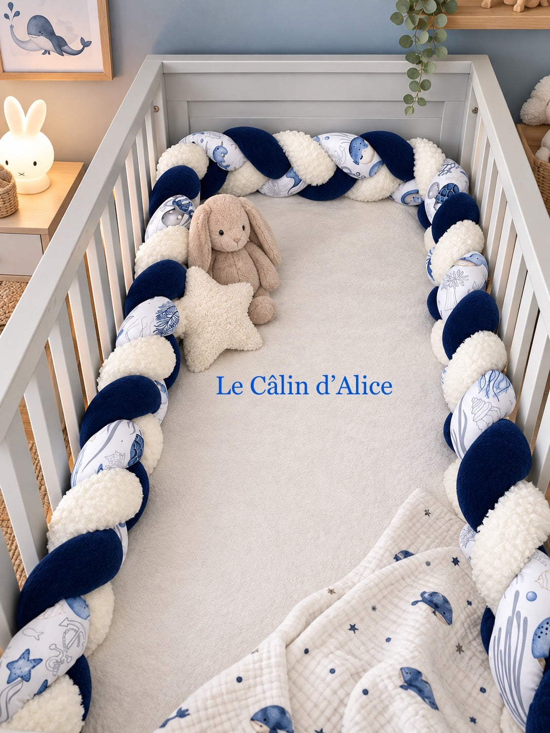 Tresse de lit 3 brins animaux de l mer