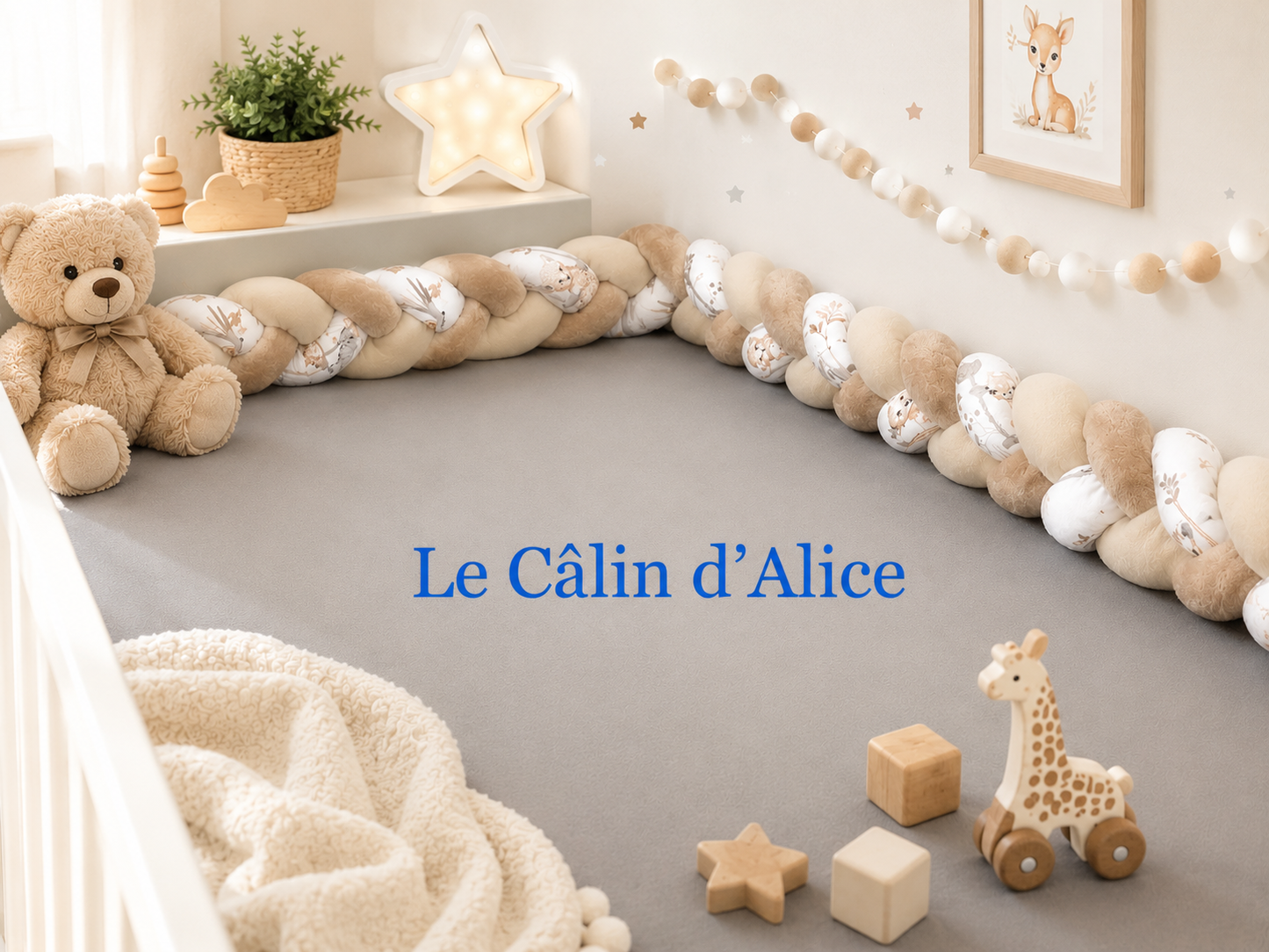 Tresse de lit 3 brins motif savane