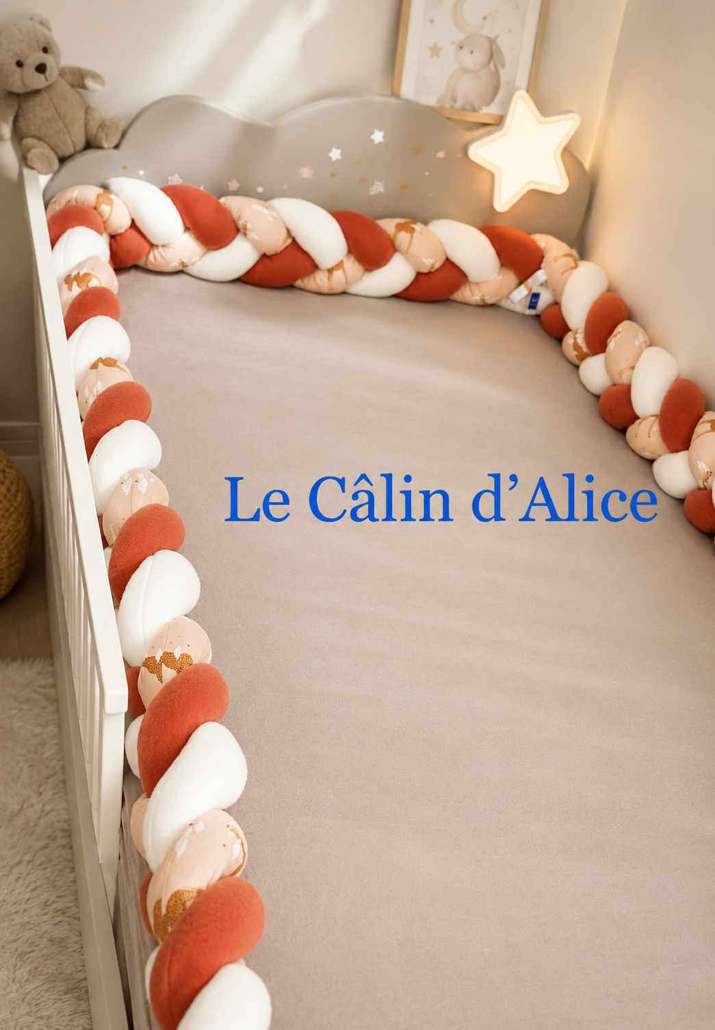 Tresse de lit 3 brins motif girafe