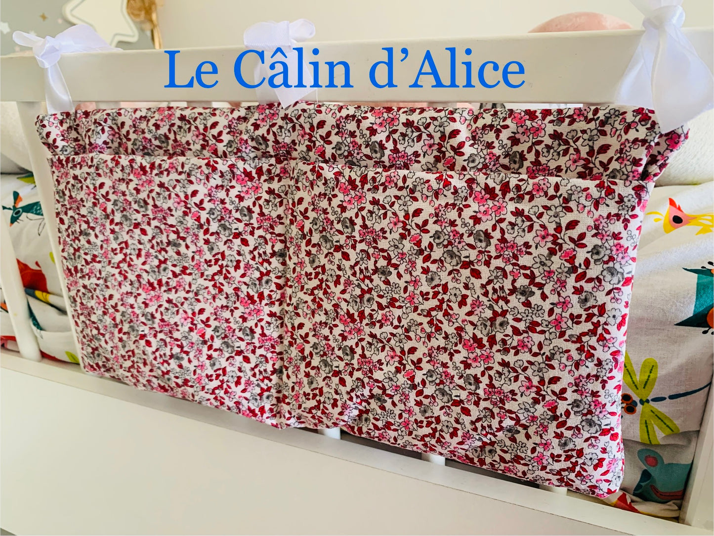 Range Doudou Bébé Motif Liberty – Organisateur de Lit Fait Main | Cadeau Naissance