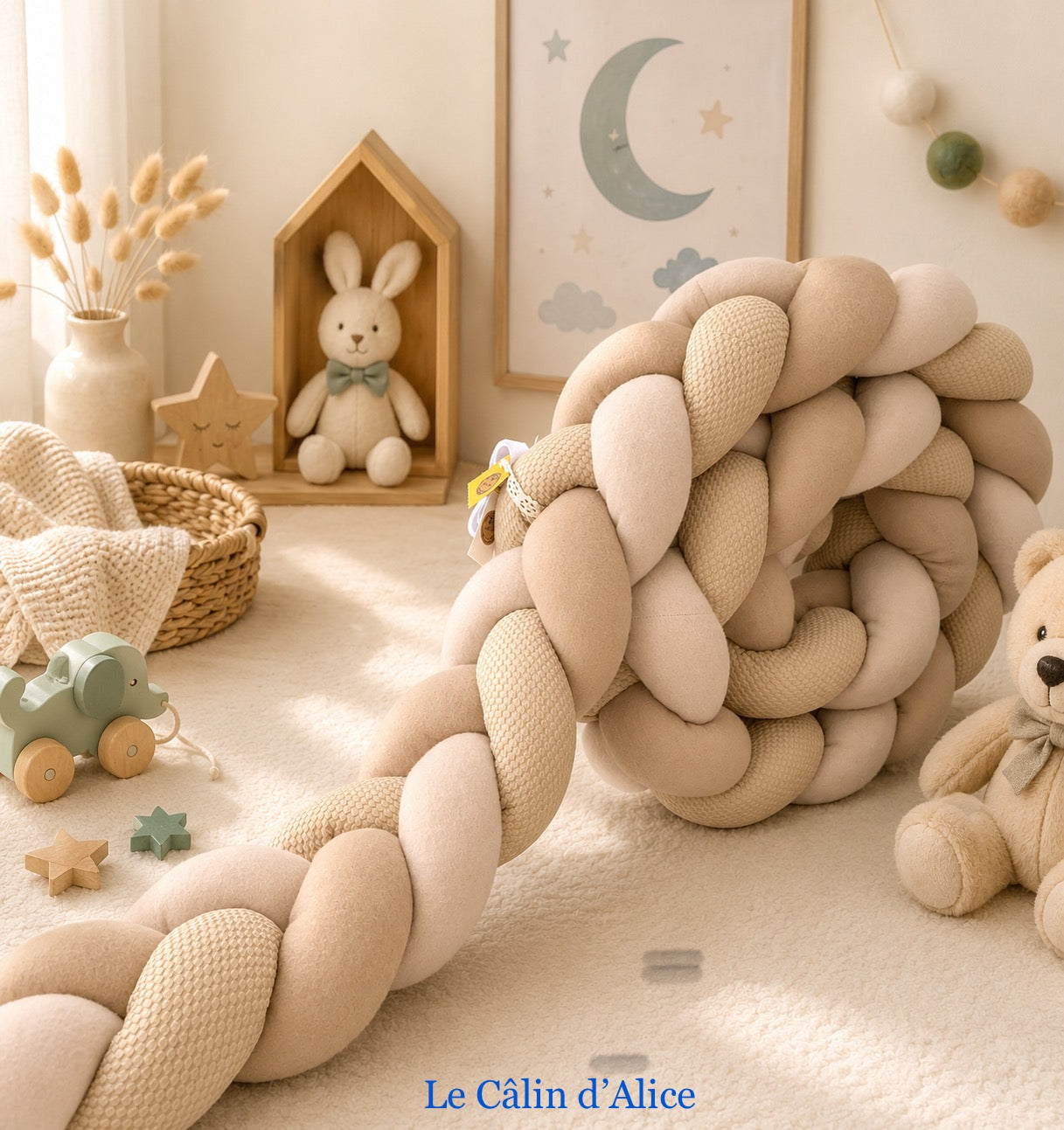 Tresse de lit 3 brins beige