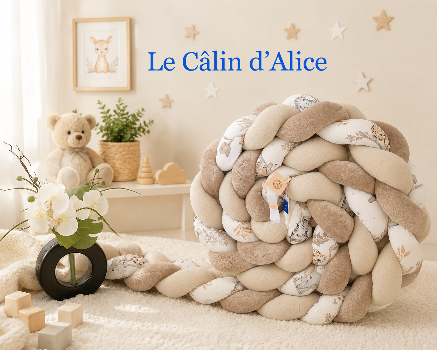 Tresse de lit 3 brins motif savane