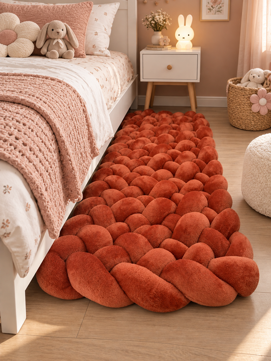 Tapis tressé terracotta doudou pour chambre bébé