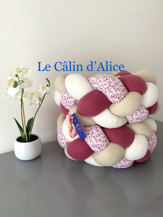 Tresse de lit 4 brins douce et décorative pour lit bébé, imprimé fleuri et rose fuchsia