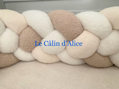 Tresse de lit 4 brins – Blanc Bouclette & Beige