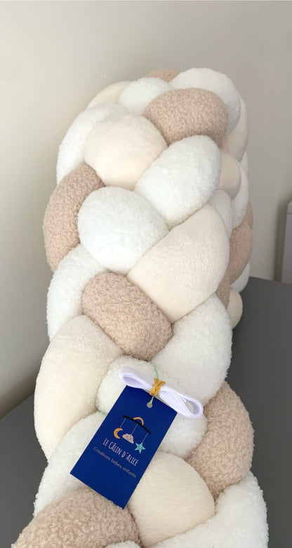 Tresse de lit 4 brins – Blanc Bouclette & Beige