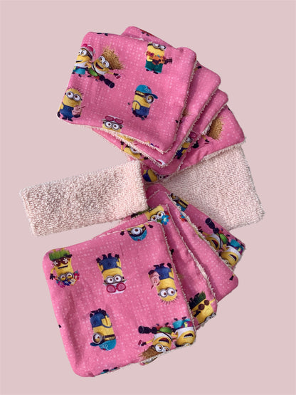 Lot de 10 lingettes lavables – imprimé les minions