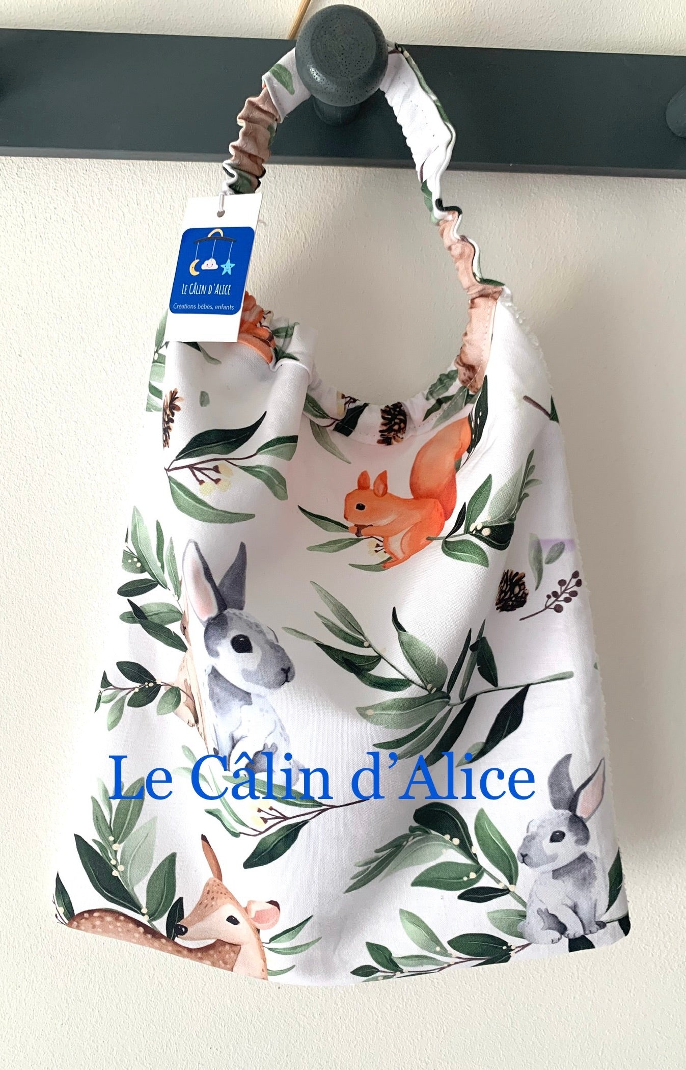 Bavoir élastique motif animaux de la forêt -bavoir cantine