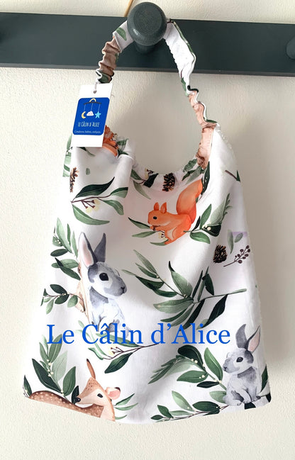 Bavoir élastique motif animaux de la forêt -bavoir cantine