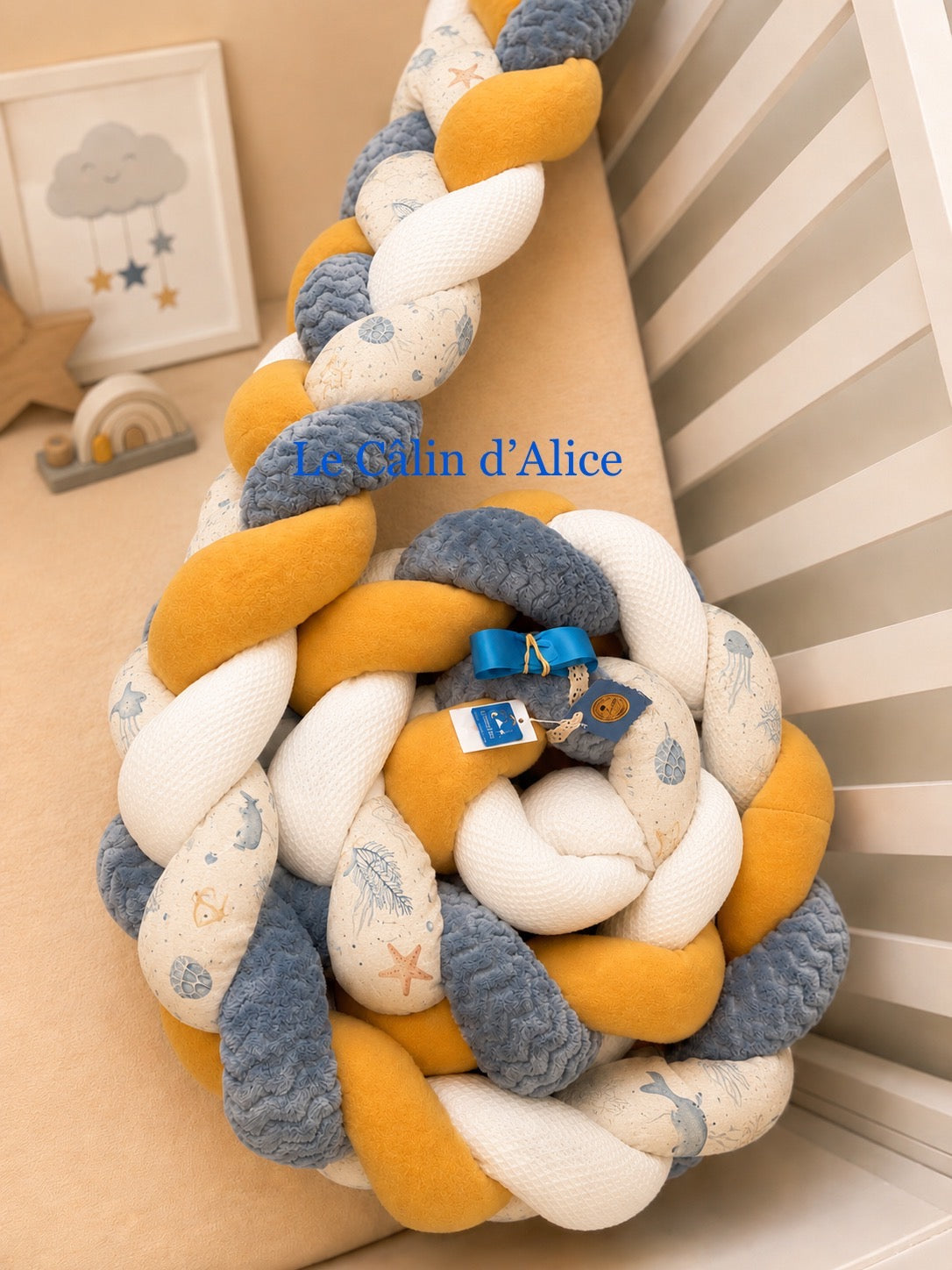Tresse de lit 3 brins animaux marin
