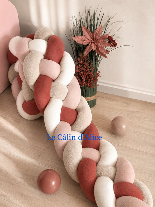 Tresse de lit 4 brins – Blanc, Beige & Terracotta