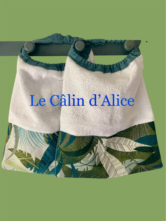 Lot de 2 bavoirs élastiques bébé en coton éponge motif feuille – doux, absorbant et facile à enfiler