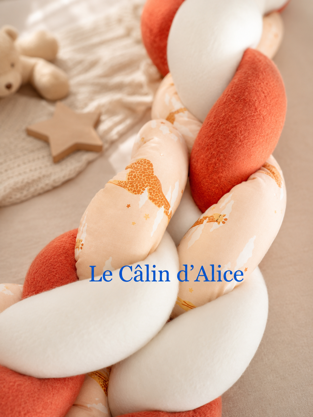 Tresse de lit 3 brins motif girafe
