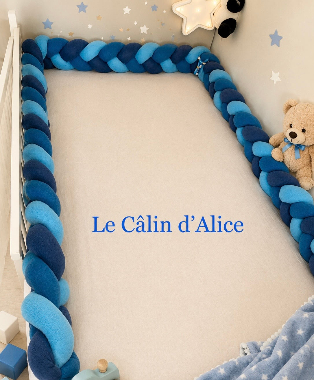 Tresse de lit 3 brins bleu
