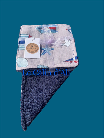 Lot de 5 lingettes lavables – imprimé marin