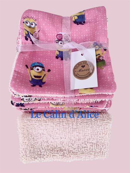 Lot de 10 lingettes lavables – imprimé les minions