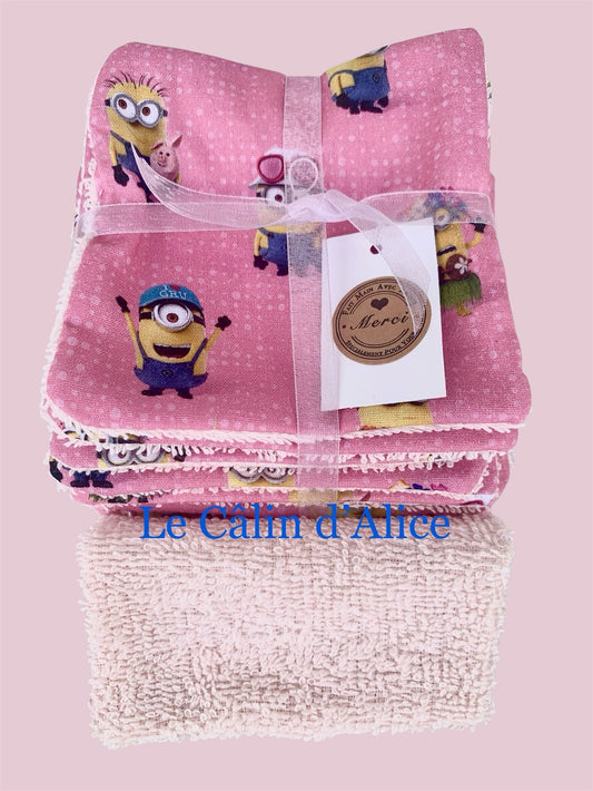Lot de 10 lingettes lavables – imprimé les minions