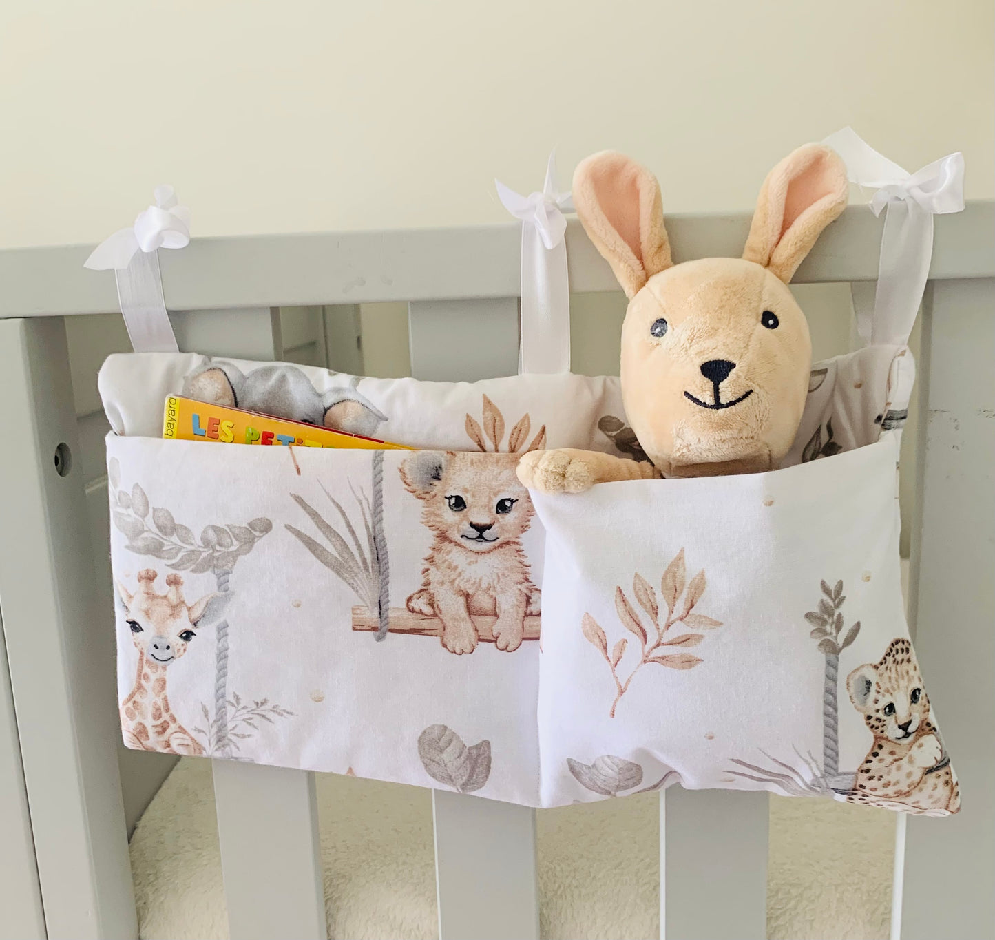 Range Doudou Bébé Motif Animaux Balançoire – Organisateur de Lit Fait Main | Cadeau Naissance