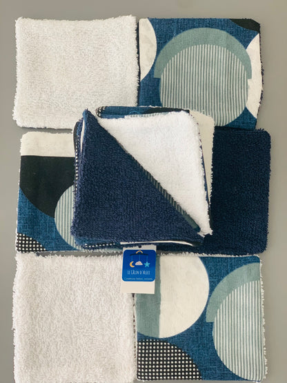Lot de 10 Lingettes Lavables Bébé Motif Pois – Coton Oeko-Tex Fait Main | Cadeau Naissance