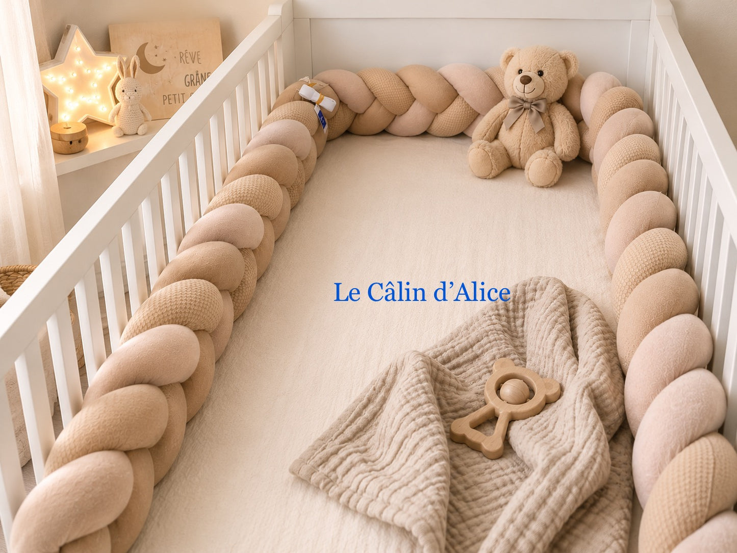 Tresse de lit 3 brins beige