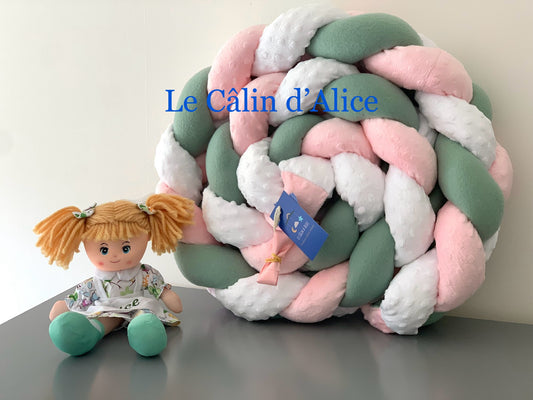Tresse de lit pour lit à barreaux, lit cabane ou lit évolutif, rose blanc et vert
