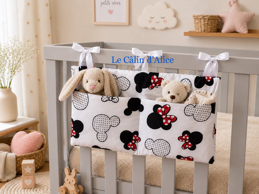 Range Doudou Bébé motif Minnie – Organisateur de Lit Fait Main | Cadeau Naissance