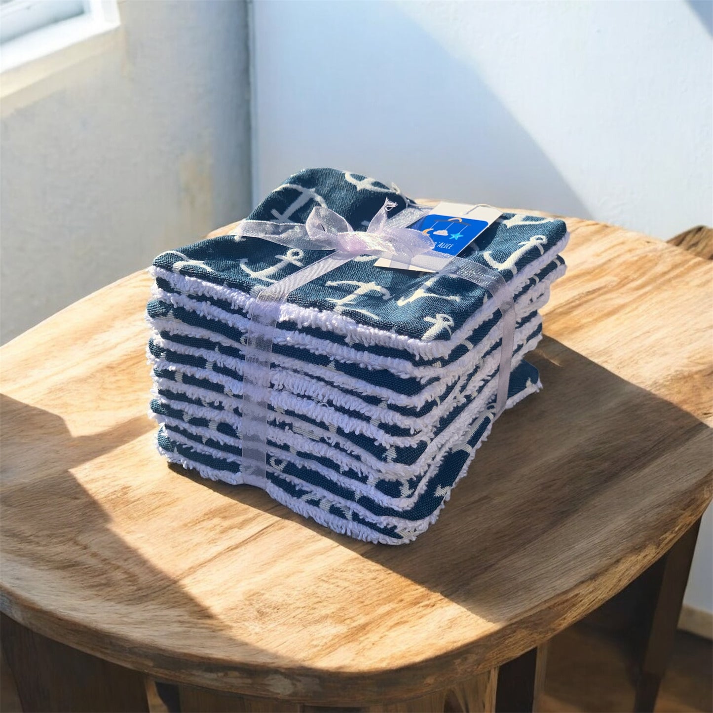Lot de 10 lingettes lavables – imprimé marin