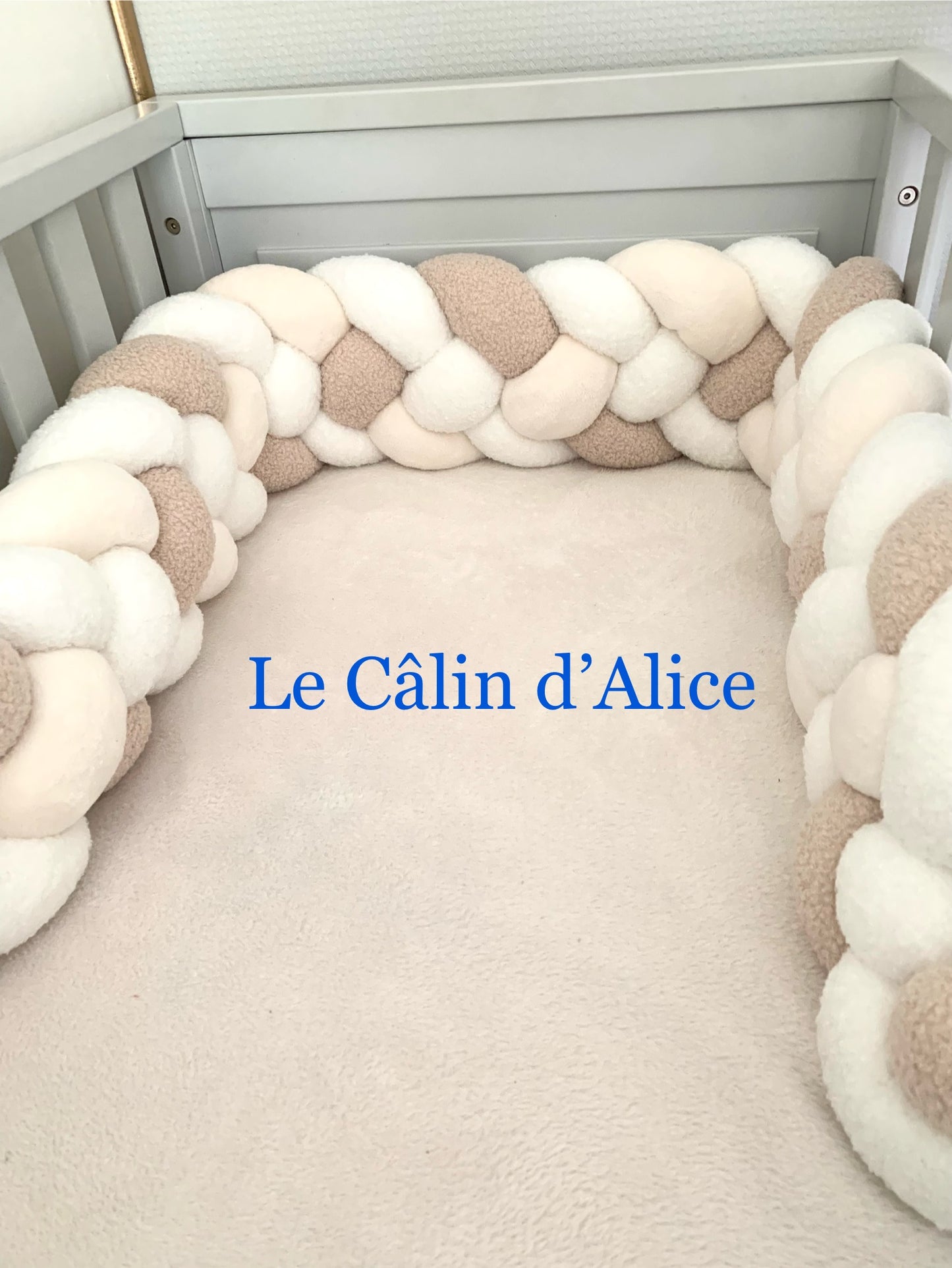 Tresse de lit 4 brins – Blanc Bouclette & Beige