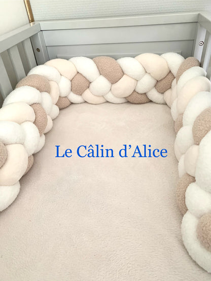 Tresse de lit 4 brins – Blanc Bouclette & Beige