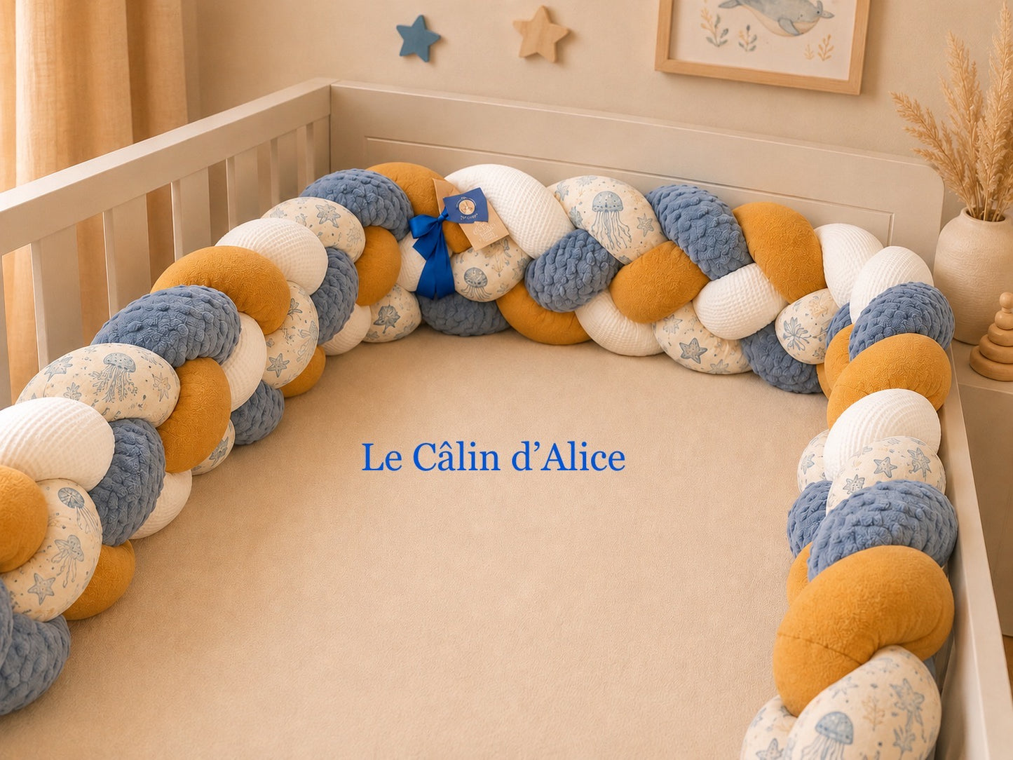 Tresse de lit 3 brins animaux marin
