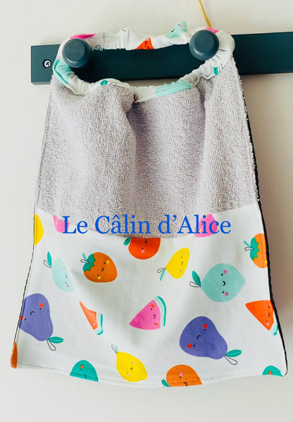 Bavoir élastique pour cantine - crèche motif fruit