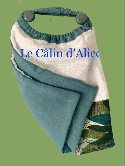 Lot de 2 bavoirs élastiques bébé en coton éponge motif feuille – doux, absorbant et facile à enfiler