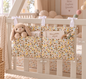 Range-doudou bébé fleurs tricolores, organisateur de lit fait main