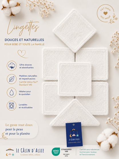 Lingettes lavable bébé tissu bouclette