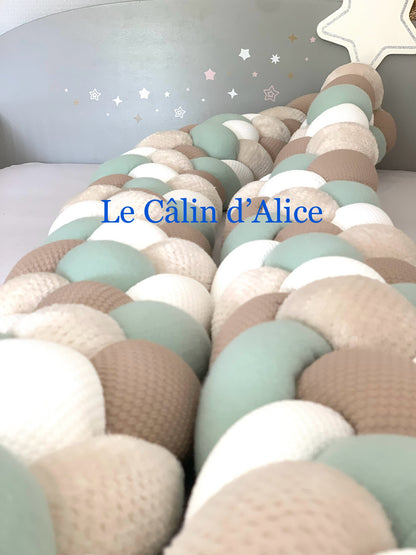 Tresse de lit 4 brins – Blanc Nid d'Abeille & Vert Clair