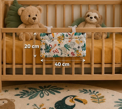Range Doudou Bébé Motif Jungle – Organisateur de Lit Fait Main | Cadeau Naissance