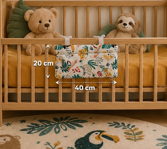 Range Doudou Bébé Motif Jungle – Organisateur de Lit Fait Main | Cadeau Naissance