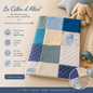 Couverture patchwork bleu motif animaux de la mer