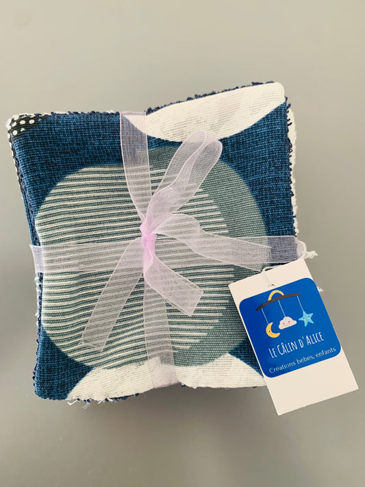 Lot de 10 Lingettes Lavables Bébé Motif Pois – Coton Oeko-Tex Fait Main | Cadeau Naissance