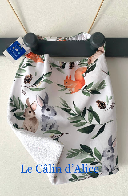 Bavoir élastique motif animaux de la forêt -bavoir cantine