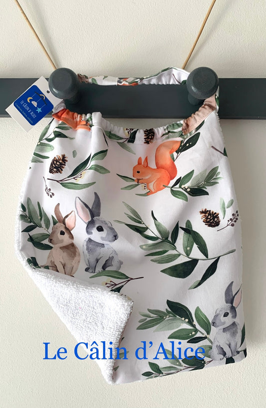 Bavoir élastique motif animaux de la forêt -bavoir cantine