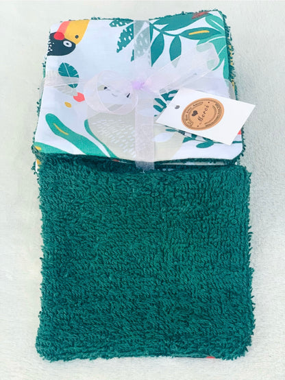 Lot de 10 lingettes lavables – imprimé jungles