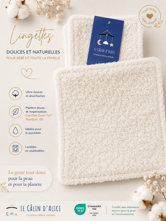 Lingettes lavable bébé tissu bouclette