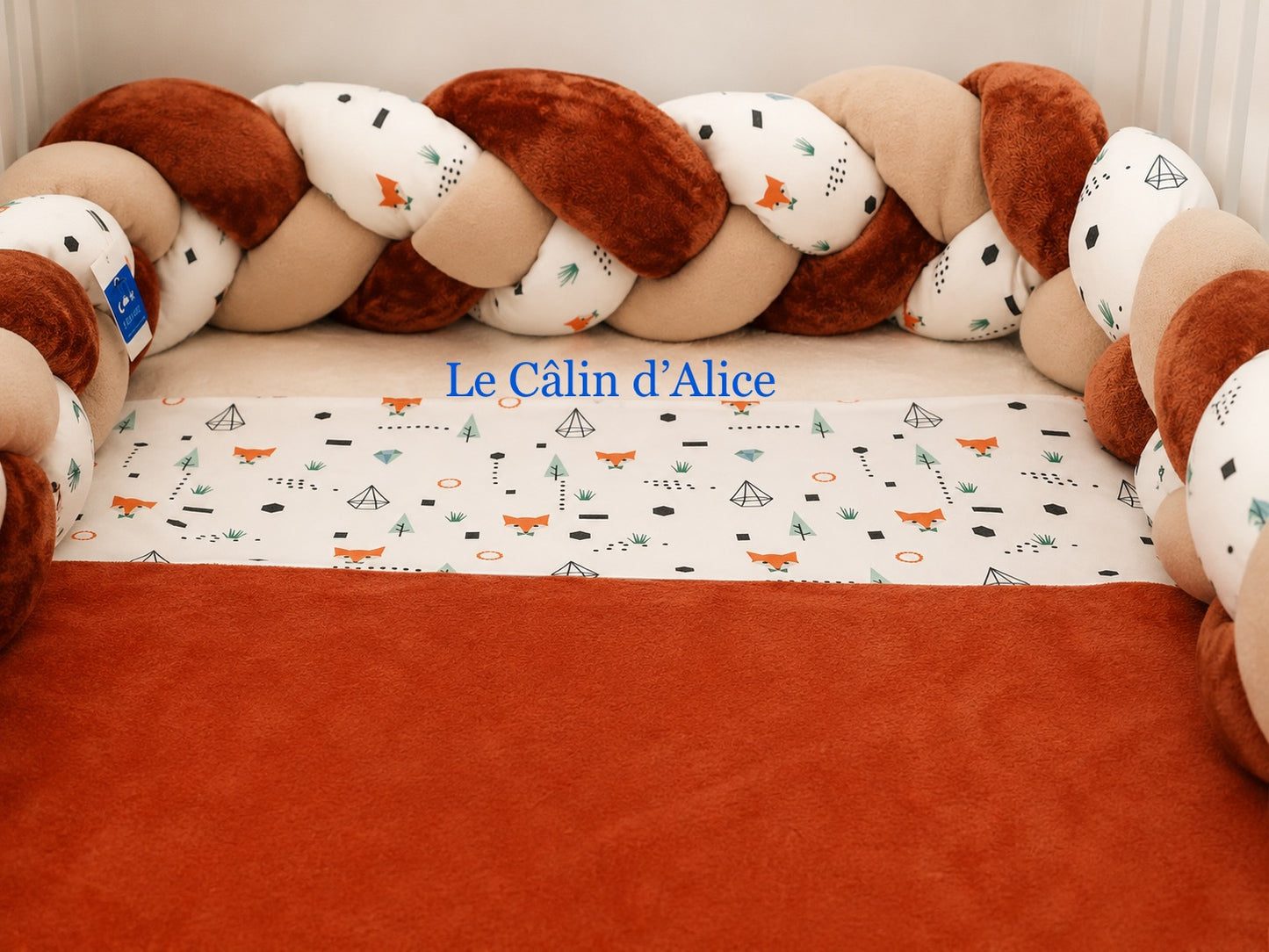 Ensemble tresse de lit + couverture motif renard
