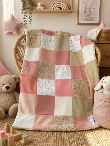 Couverture patchwork rose avec motif étoile