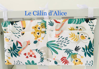 Range Doudou Bébé Motif Jungle – Organisateur de Lit Fait Main | Cadeau Naissance