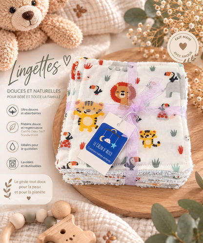 Lingettes motif animaux de d Afrique