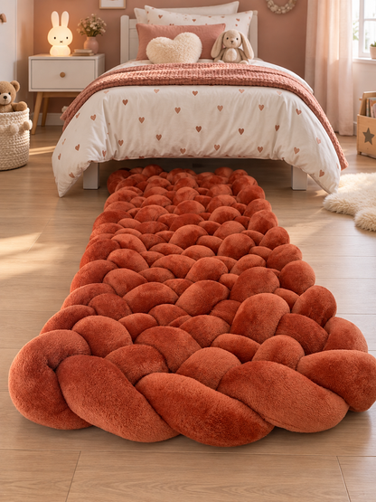 Tapis tressé terracotta doudou dans une chambre enfant