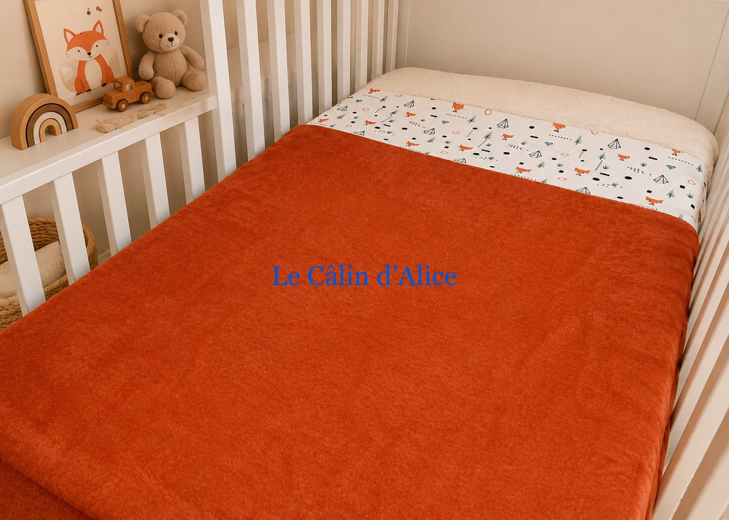 Ensemble tresse de lit + couverture motif renard